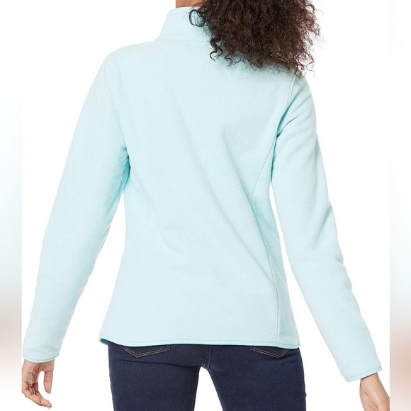 Fleece Full Zip Soft Polar Jacket Amazon Essentials Women's Aqua Blue Medium NWT - Picture 4 of 7